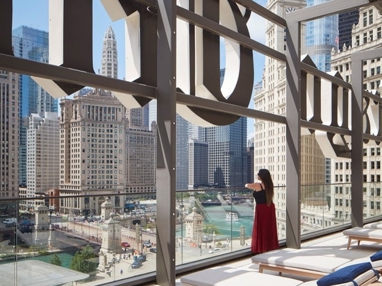 Many existing elements including the Chicago Tribune sign were retained