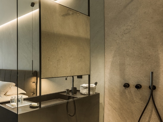 Refinement, elegance and relaxation: the Ritmonio bathroom design for the Canale Hotel & Suites in Argostoli, Kefalonia.