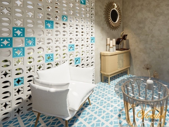 Personality is more prominent if using cement tiles to line the floor and breeze blocks as partitions with the same pattern.