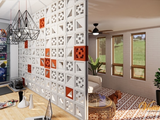 Personality is more prominent if using cement tiles to line the floor and breeze blocks as partitions with the same pattern.