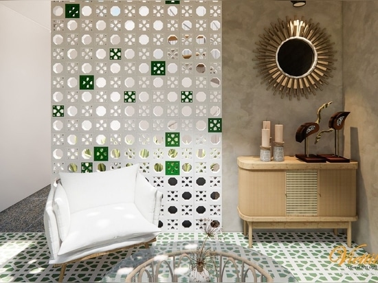 Personality is more prominent if using cement tiles to line the floor and breeze blocks as partitions with the same pattern.