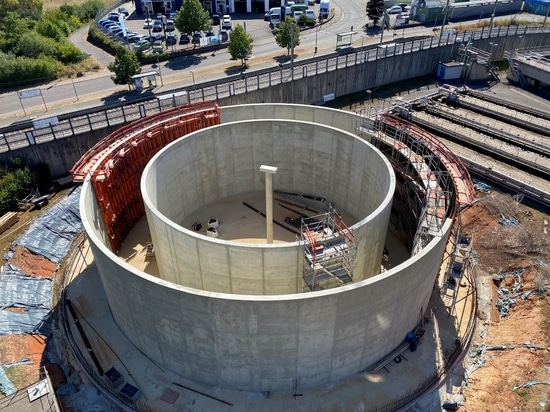 TTK circular trapezoidal girder formwork with clamp connection worked wonders in the renovation of a wastewater treatment plant in Saarland.