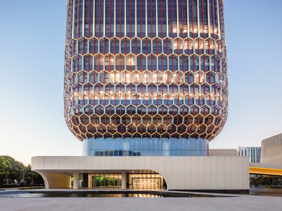 each building facade is carefully designed using the benzene ring hexagon