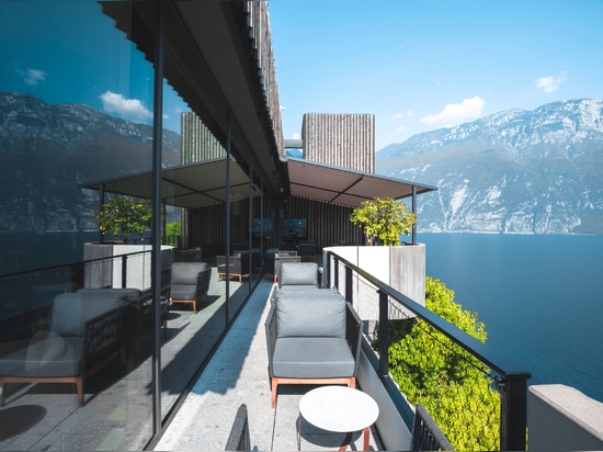 KE designs the protected space of two terraces with a view for a hospitality gem in Limone sul Garda