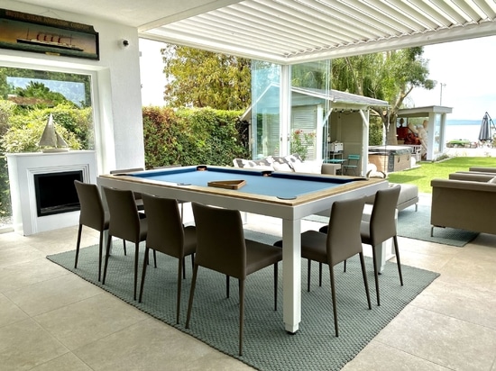 The Revival of Two Stunning Lakeside Villas on Lake Balaton thanks to one brand new billiard-dining  table