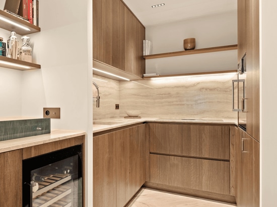 travertine kitchen and bar top