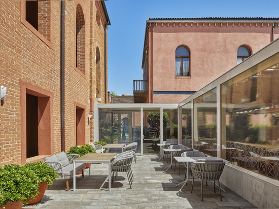 KE's Kedry Prime has created a new shaded communal space at Hyatt Centric Murano Venice on Murano Island