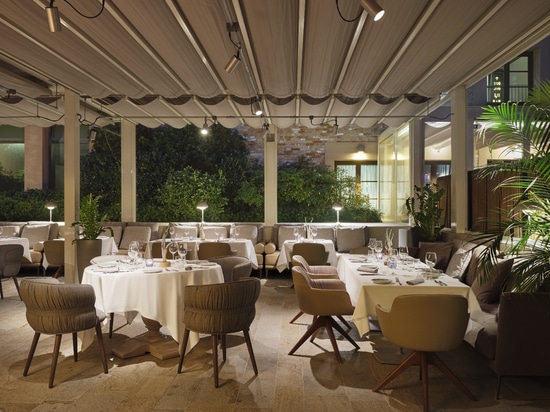 KE's Kedry Prime has created a new shaded communal space at Hyatt Centric Murano Venice on Murano Island