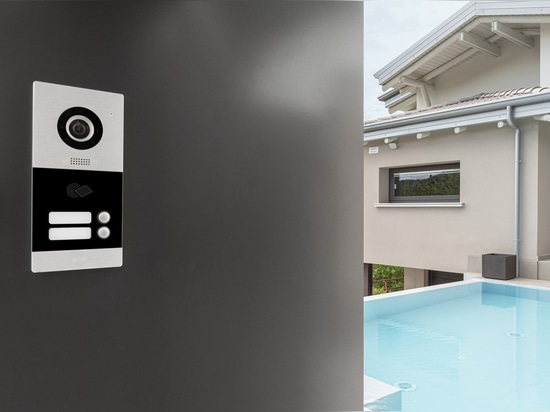Toggle controls and Wi-Fi video intercom by AVE for a contemporary-style villa