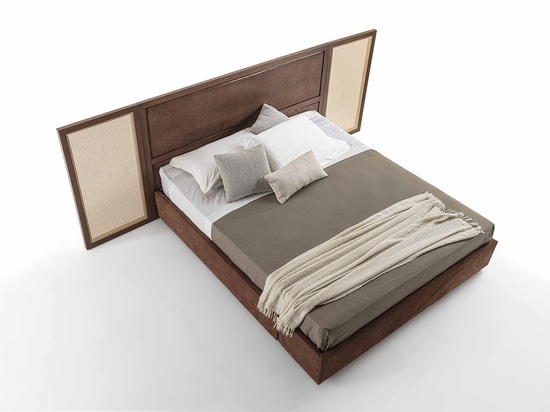 Bed with Vienna straw headboard