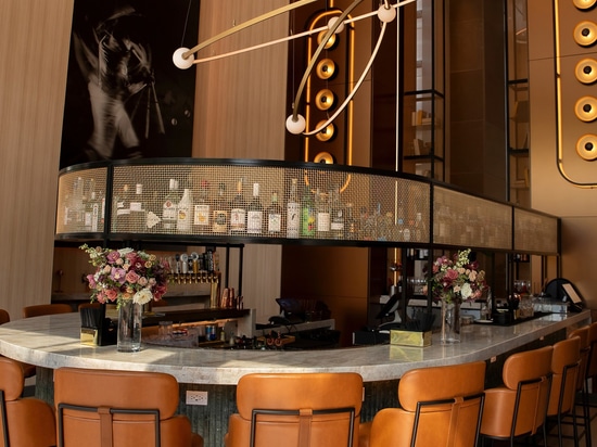 Banker Wire bronze architectural wire mesh installation creating focal points at the Ace Porter bar