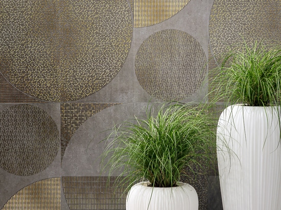 Gold porcelain wall tiles for a glam home