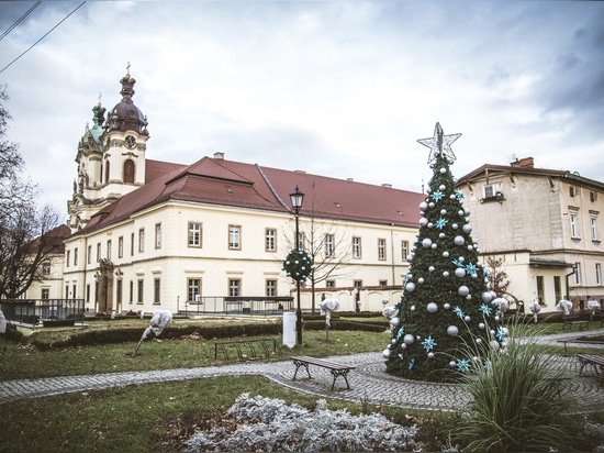 Christmas tree covers: a great idea for flower towers in winter