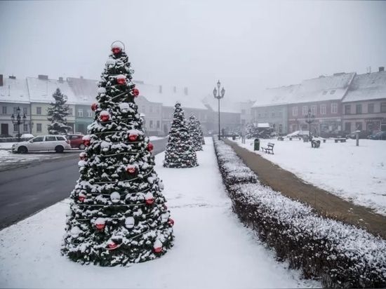 Christmas tree covers: a great idea for flower towers in winter