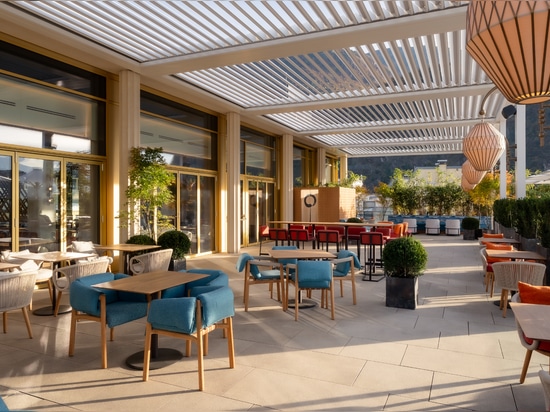 KE designs the outstanding rooftop of the new Falkensteiner WaltherPark – Bolzano: an oasis of design and comfort with a unique view of the Dolomites