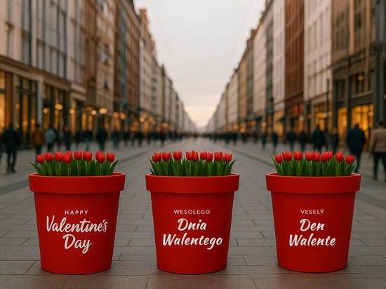 Valentine’s Day decorations in public spaces