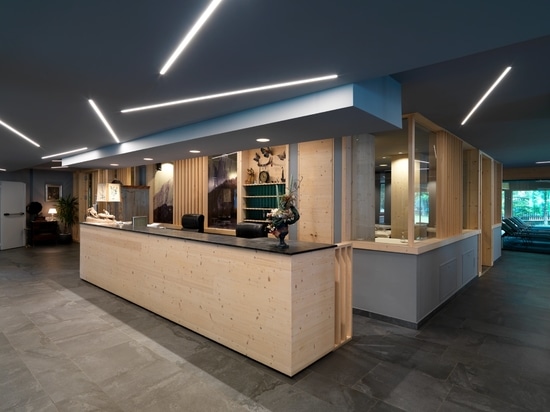 Hotel Fedora: an example of alpine architecture featuring porcelain tiles