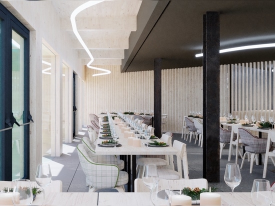 Hotel Fedora: an example of alpine architecture featuring porcelain tiles
