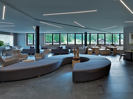Hotel Fedora: an example of alpine architecture featuring porcelain tiles