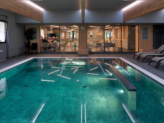 Hotel Fedora: an example of alpine architecture featuring porcelain tiles