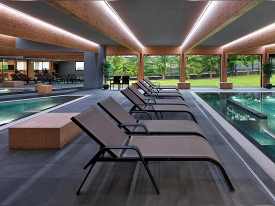 Hotel Fedora: an example of alpine architecture featuring porcelain tiles