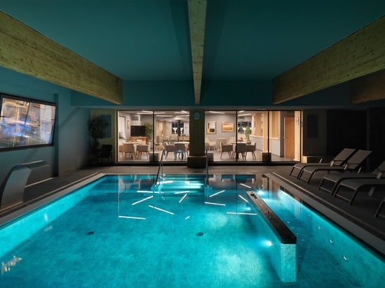 Hotel Fedora: an example of alpine architecture featuring porcelain tiles
