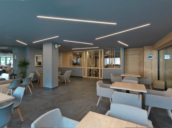Hotel Fedora: an example of alpine architecture featuring porcelain tiles