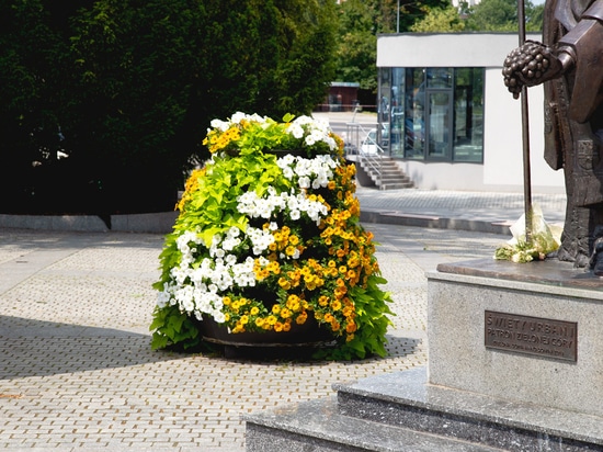 Spring arrangements in public spaces: colour, lightness and structure