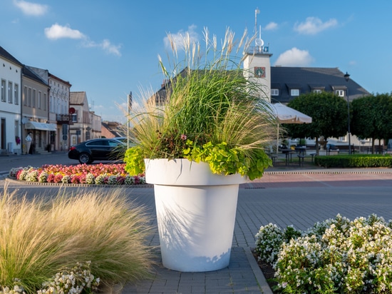Spring arrangements in public spaces: colour, lightness and structure