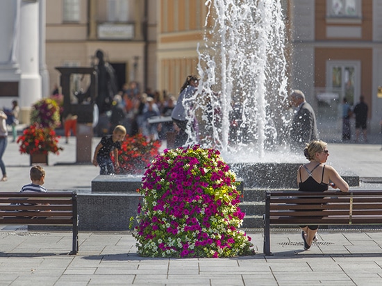 Flower towers in urban space: seasonal greenery with strong visual impact