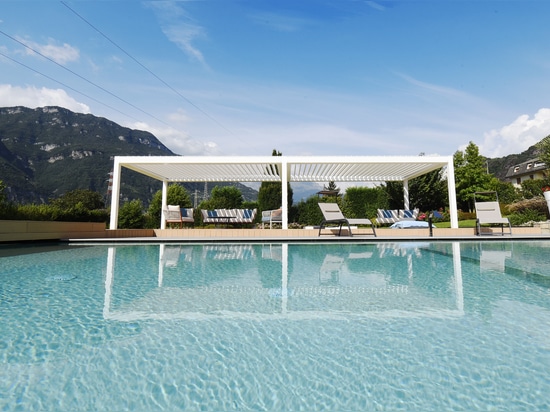 Architecture of shade and landscape design: KE and Myrtha Pools, for a private residence in Val Camonica