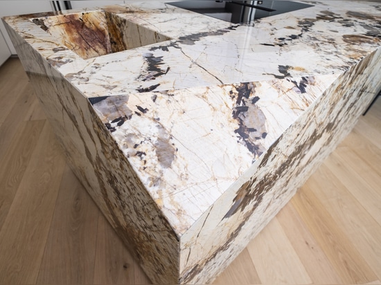 Patagonia quartzite kitchen island: a contemporary design sculpture
