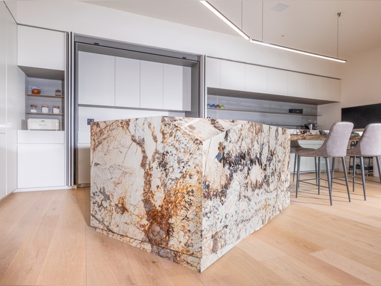 Patagonia quartzite kitchen island: a contemporary design sculpture
