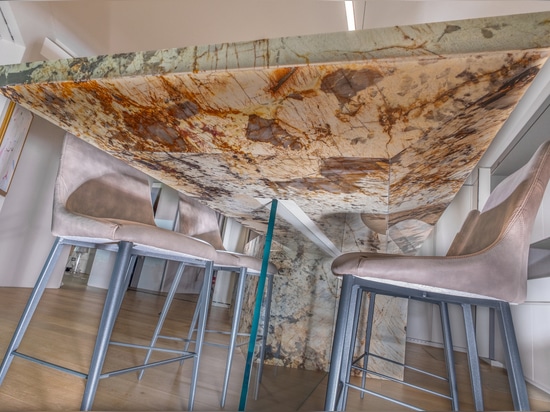 Patagonia quartzite kitchen island: a contemporary design sculpture