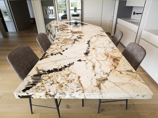 Patagonia quartzite kitchen island: a contemporary design sculpture