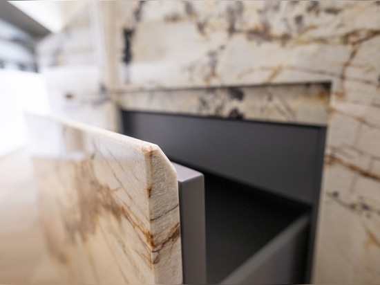 Patagonia quartzite kitchen island: a contemporary design sculpture