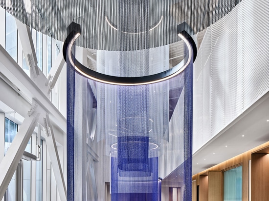 Delta 24RG hanging wire mesh in a powder coat finish in the Ford World Headquarters
