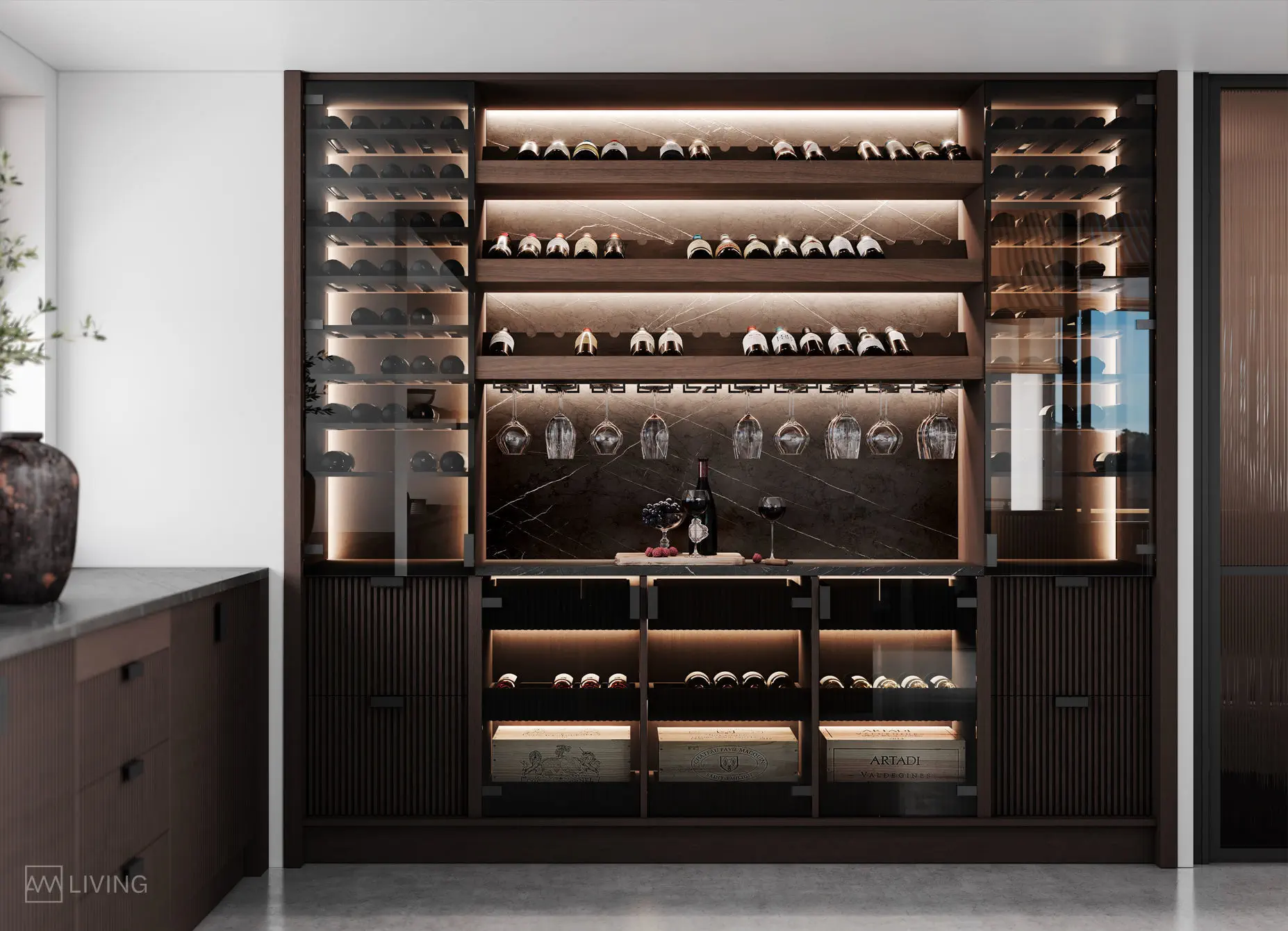 ワインセラー 木製棚付き 業務用ワインセラー - DEVON - AM LIVING - 組み込み式 / 木製 / ガラス