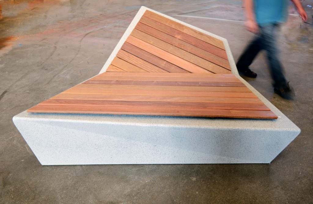 現代風公共ベンチ - Roc - Durbanis - 木製 / コンクリート製