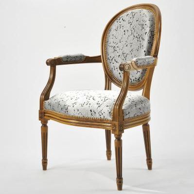 【フランスアンティーク①】ルイ16世様式 華麗ストライプ織物張 メダリオンチェア メダリオンチェア - Chaises and Co - ルイ16世スタイル / 屋内