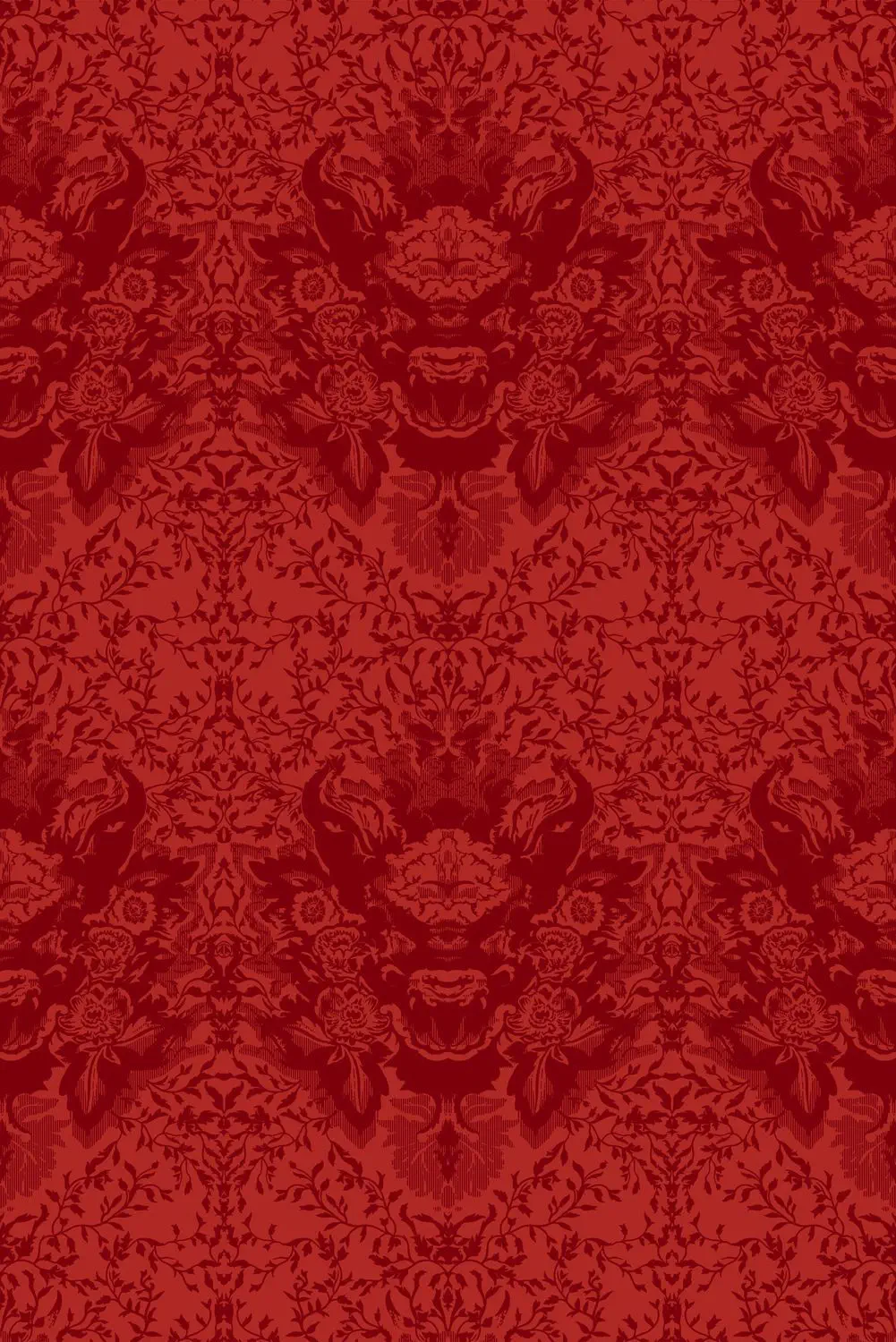 伝統的なデザインの壁紙 Devil Damask Flock Timorous Beasties バロック柄 黒 赤