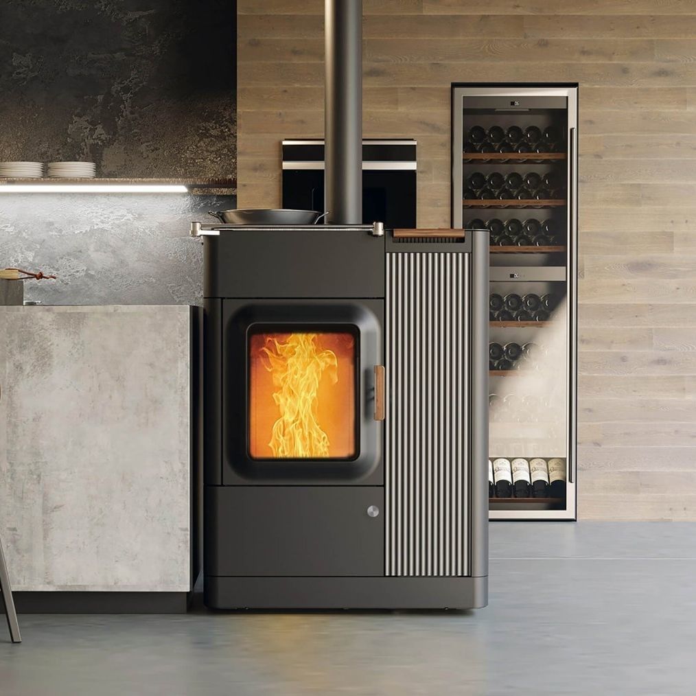ハイブリッド型ストーブ MO DUO COOK AUSTROFLAMM 薪 / ぺレット / マルチ燃料