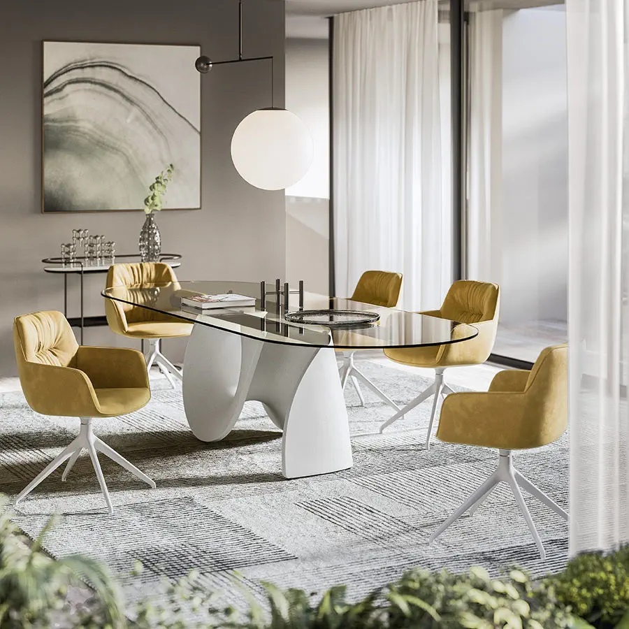 シモンズ　ガラステーブル　フィヨルドウェーブテーブル シモンズ フィヨルド ウェーブテーブル 【公式通販】