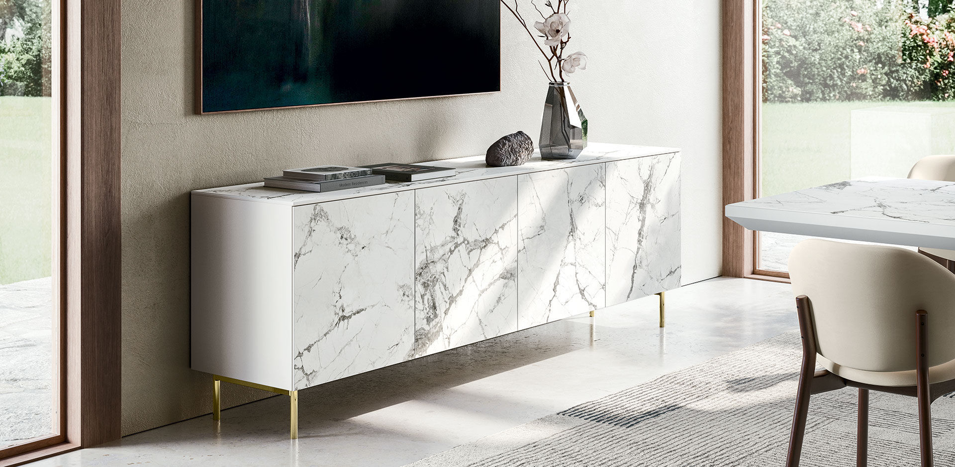 現代風サイドボード - universal - calligaris - 木製 / 金属製 / 大理石