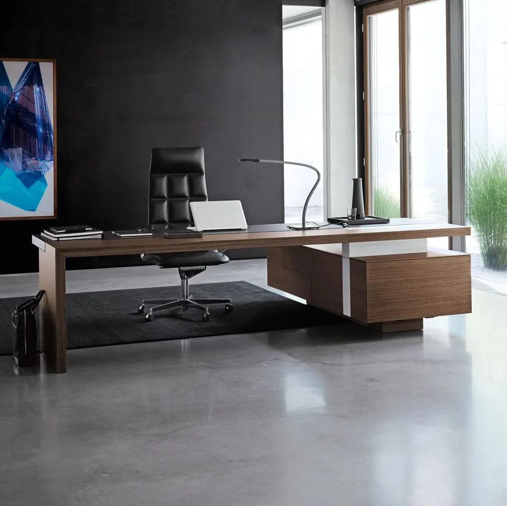 knoll ノール　ビンテージ　L型デスク　書斎机　モダン　エグゼクティブデスク エグゼクティブデスク - CEOO - Walter Knoll - 現代風 / 木製 / 革製