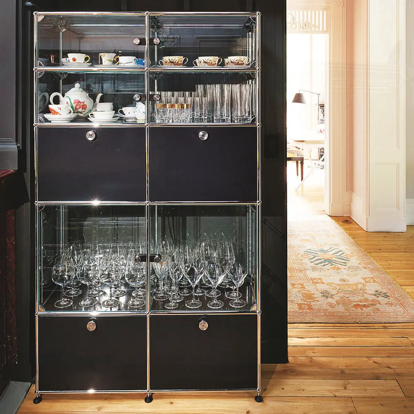 【USM】ガラス スチールラック 引き出し付き【正規品】 USM】ガラス スチールラック 引き出し付き【正規品】 モジュール家具の