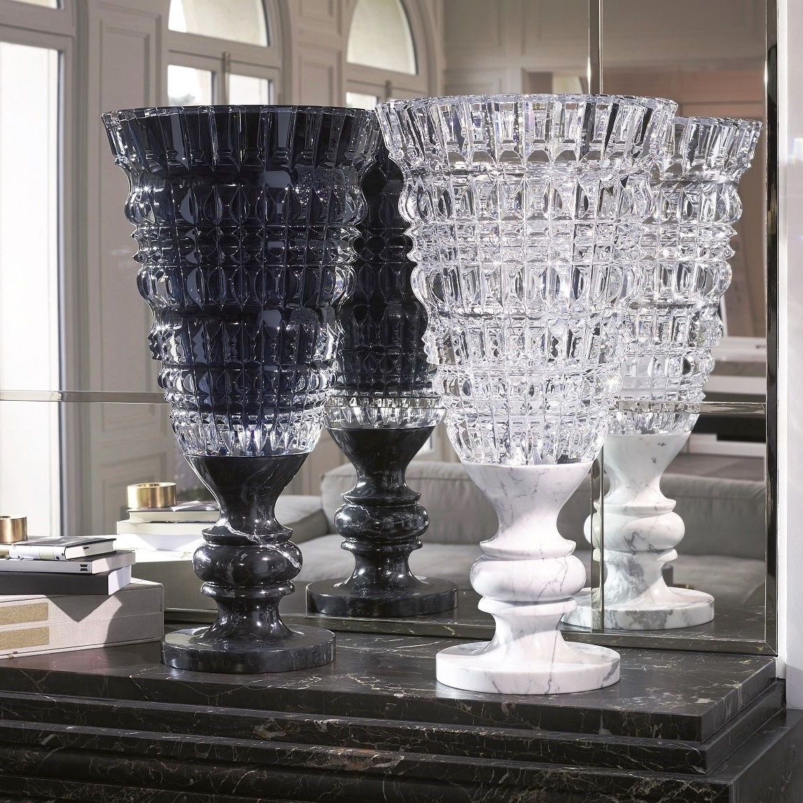 バロック様式花瓶 - NEW ANTIQUE - Baccarat - クリスタル製 / 大理石