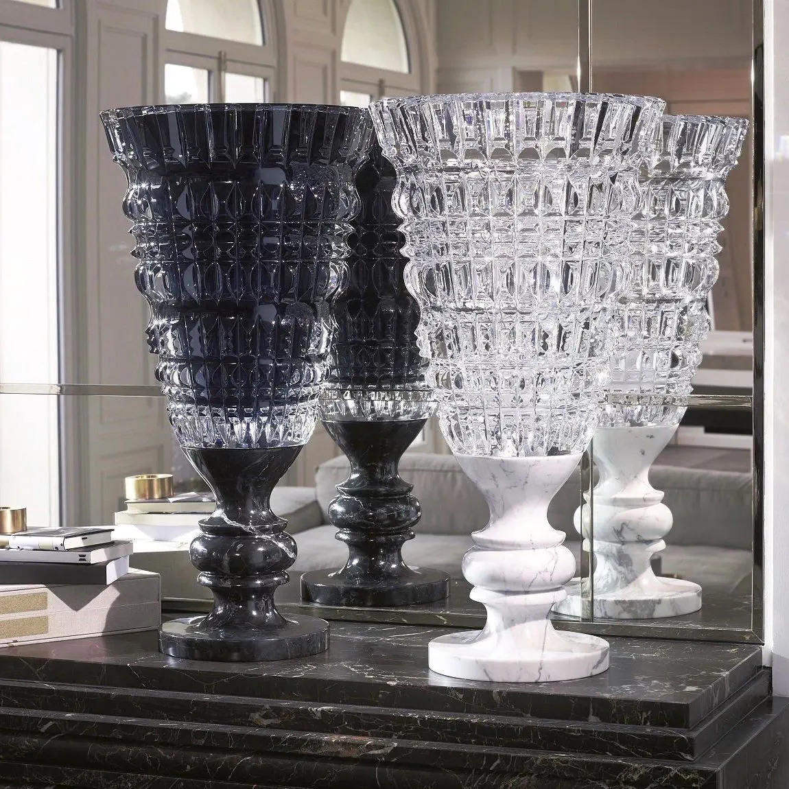 バロック様式花瓶 - NEW ANTIQUE - Baccarat - クリスタル製 / 大理石