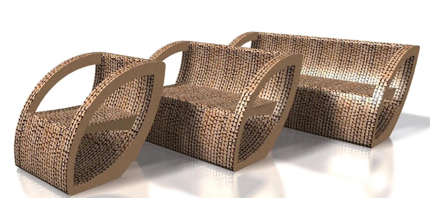 コンテンポラリーソファー Foglia Drydesign ボール紙製 2人用 茶色