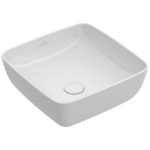 カウンタートップ型洗面器 / 正方形 / セラミック / コンテンポラリー